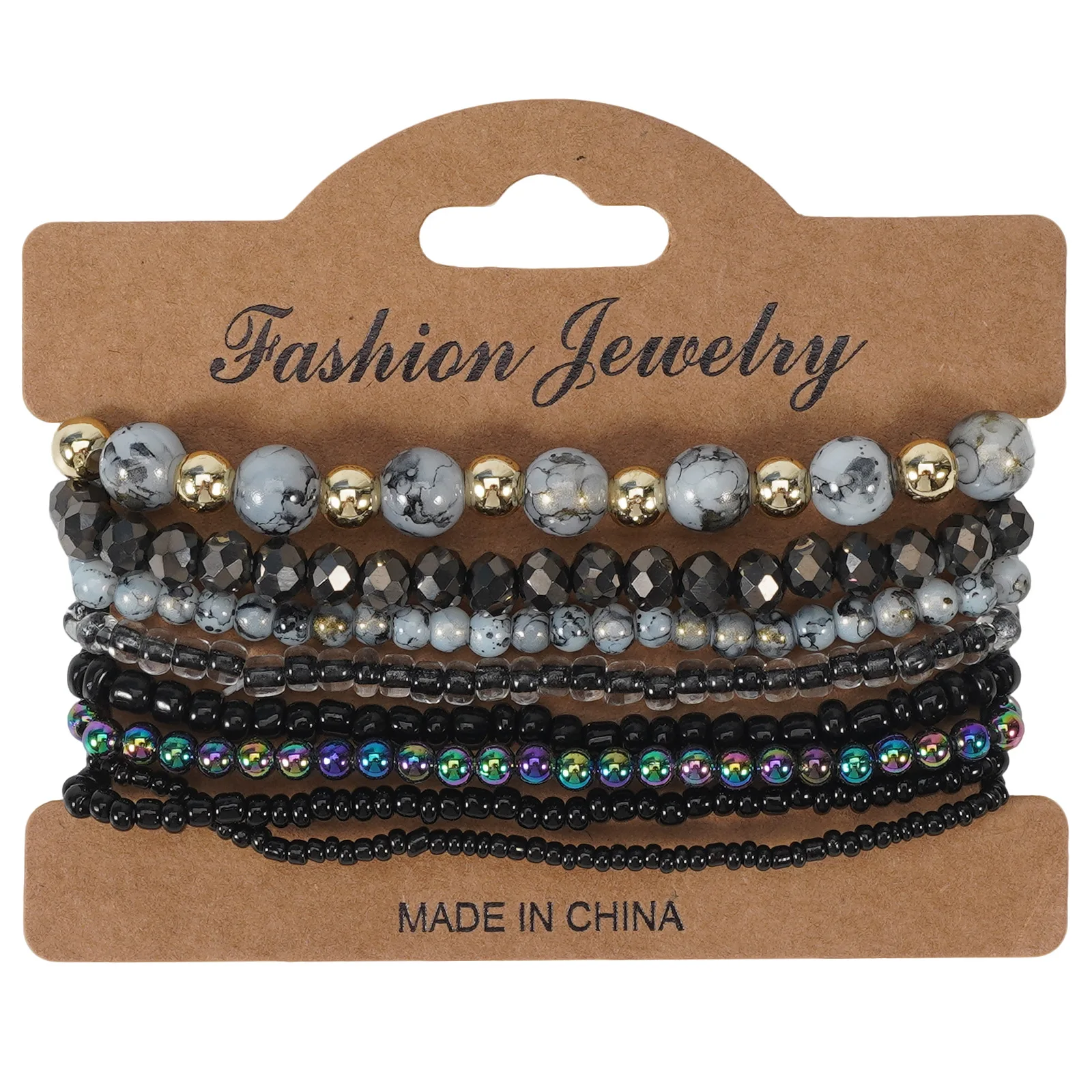 6PC Boho Layered Beaded Bracelet Set, Multicolor Adjustable Gift