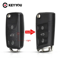 KEYYOU For Volkswagen VW Polo Passat B5 Golf MK5 Beetle Modified Flip Remote Key Shell Fob 3 Buttons Replacement Car Key Cover