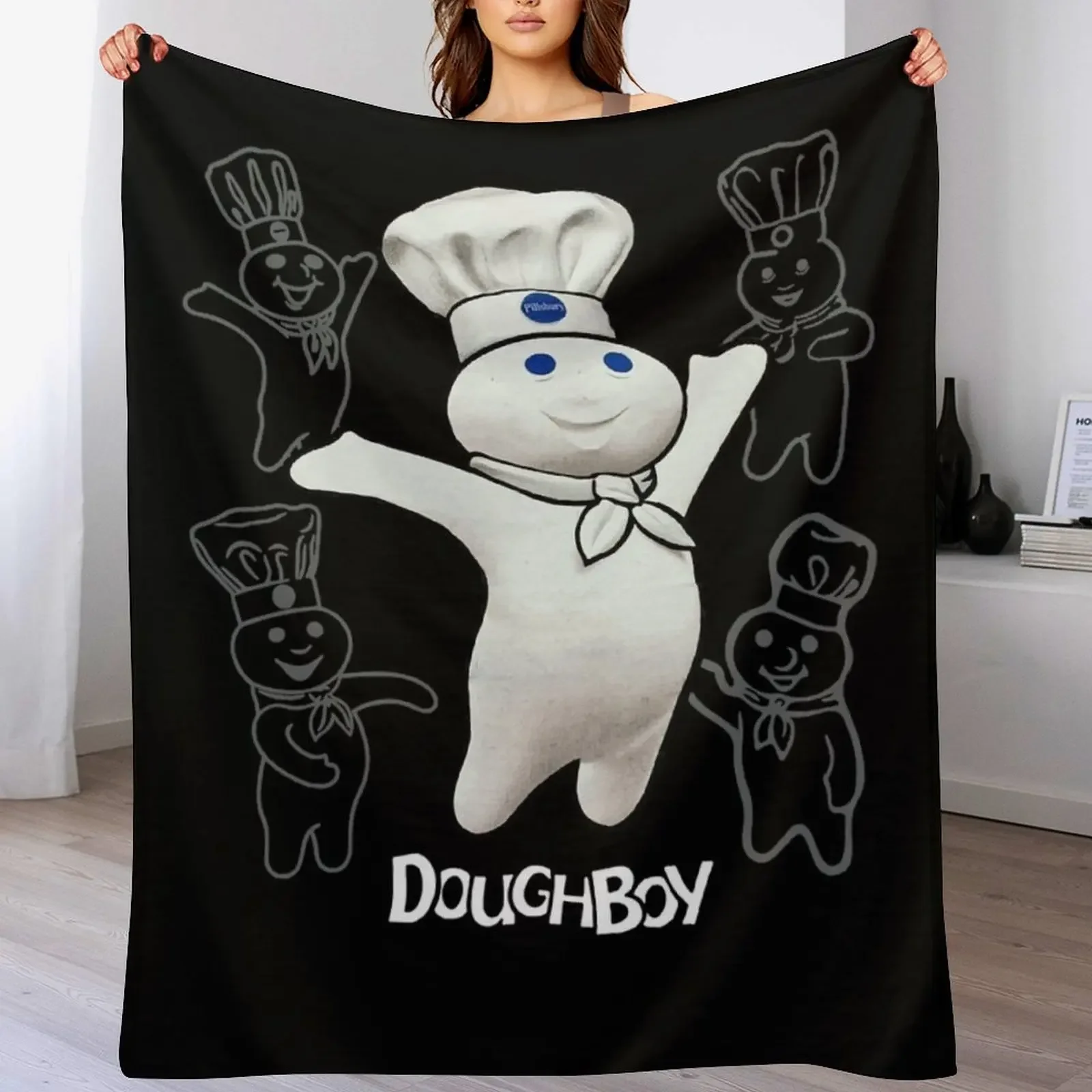 Doughboy Mascot Cute Emotions Throw Blanket Air Conditioner Soft Blanket for Office Home