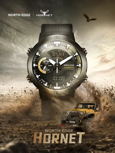 Imagen 2 del producto NORTH EDGE 2022 HORNET reloj Digital para hombre, relojes deportivos para correr y ciclismo, reloj de pulsera con iluminador de velocidad y hora mundial resistente al agua hasta 50M