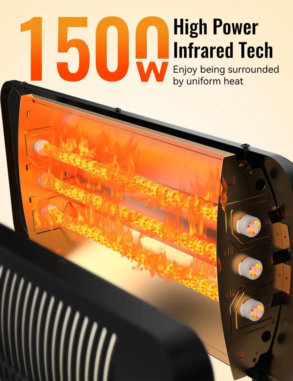 Electric Infrared Patio Heater, 1500W Outdoor Heater for Patio Areas