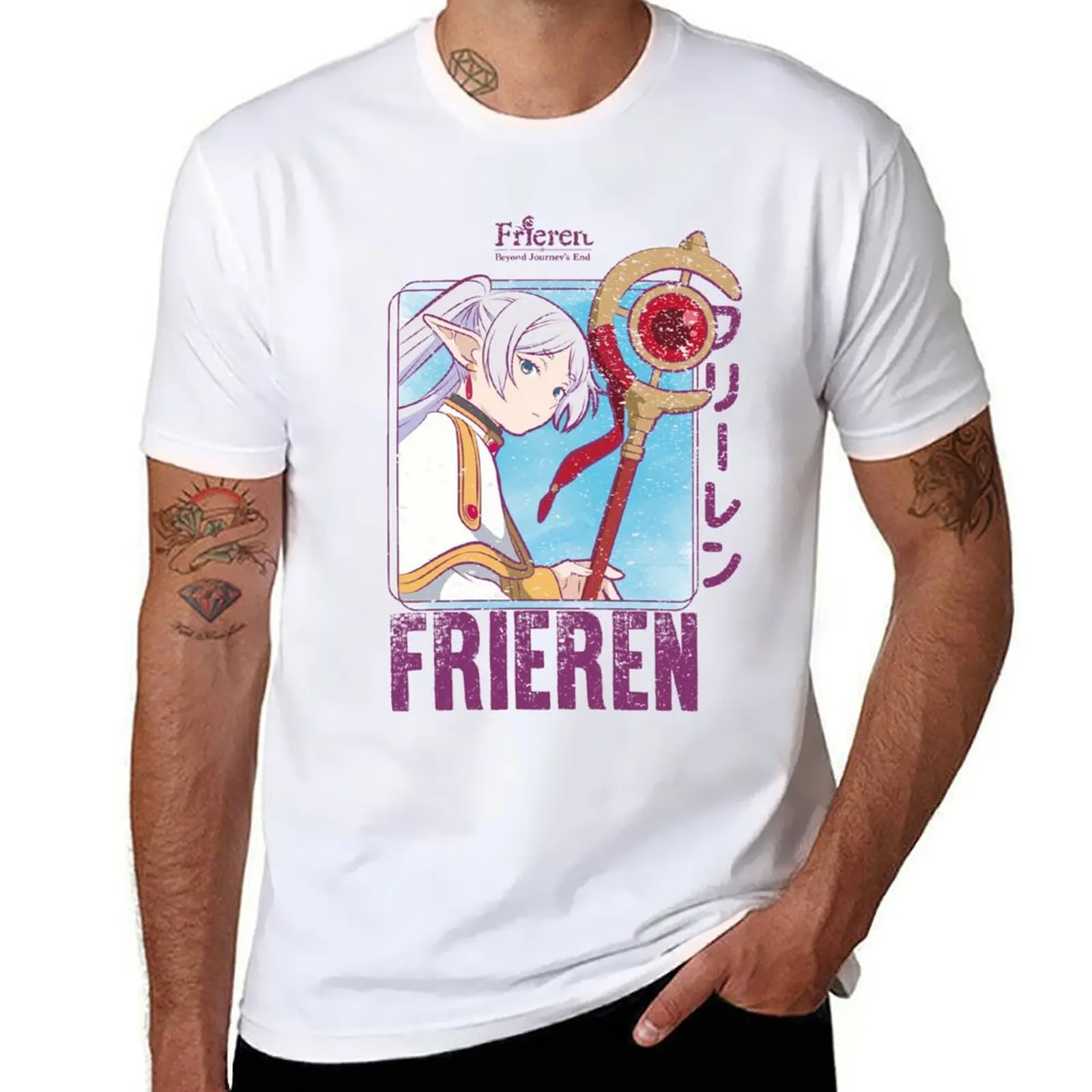 

FRIEREN: BEYOND JOURNEYS END:FRIEREN FULL COLOR (GRUNGE STYLE) T-Shirt man t shirt summer T-Shirt