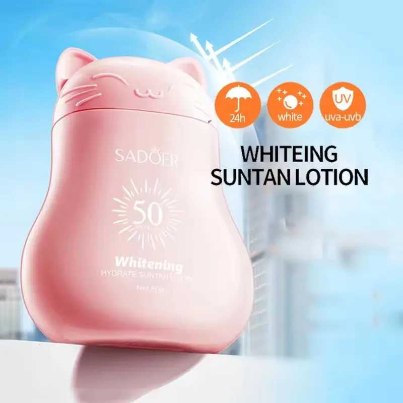 Kitty Spf 50+ Sunscreen Protection Face Body Neck Back Protector Solar Blocker Brightening Whitening Facial Sun Cream Body Care