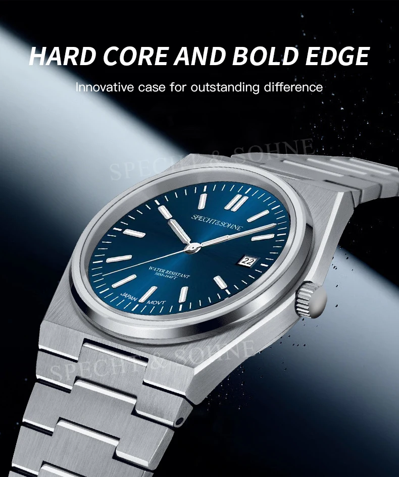 2026 Neuheiten Specht&Sohne Herrenuhren Edelstahl Saphir Klassische Quarz Herrenuhr Relogio Masculino 100M Wasserdicht – Detail 5