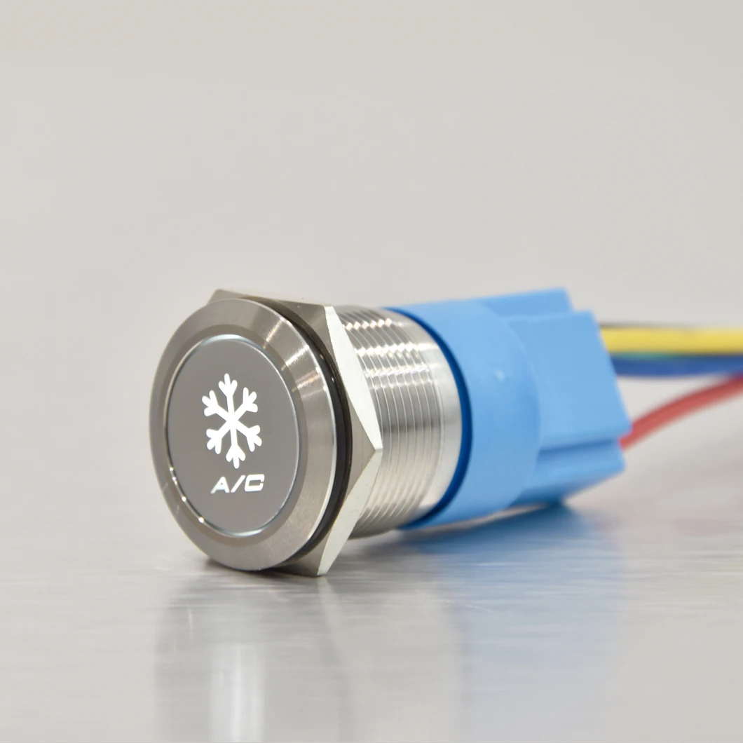 

ABILKEEN Customized Snow AC Symbol Illuminate Metal Push Button 22MM Flat Head Push Button Switch 1NO1NC Latching/Momentary