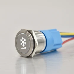 ABILKEEN Customized Snow AC Symbol Illuminate Metal Push Button 22MM Flat Head Push Button Switch 1NO1NC Latching/Momentary