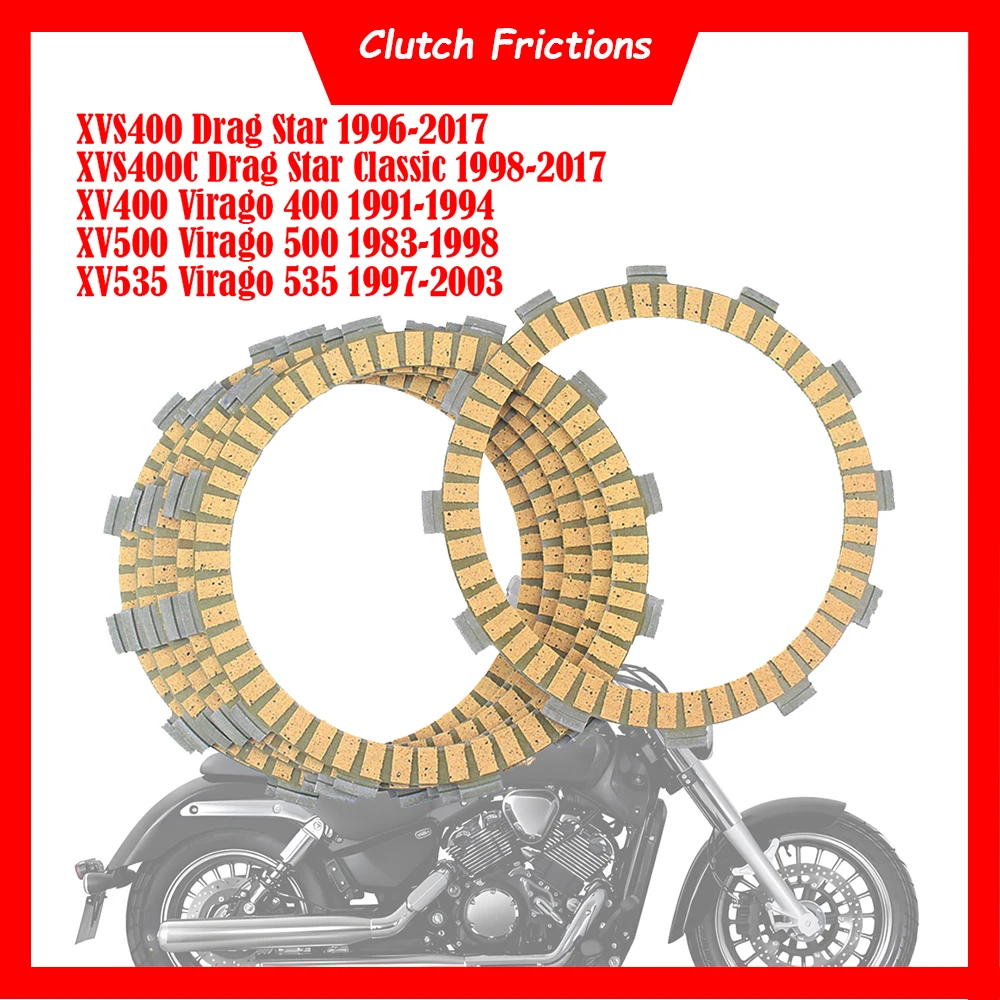

Motorcycle Engine Parts 6Pcs Clutch Friction Plates Kit Clutch Frictions For Yamaha XV400 XV500 XV535 Virago XVS400 Dragstar