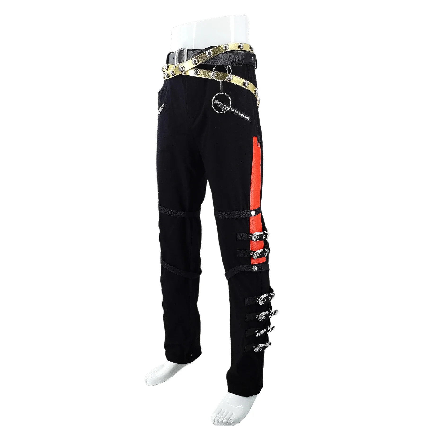 

Costumes for Role Play Michael Jackson BAD Tour Pants Trousers in Black with Buckle Handmade