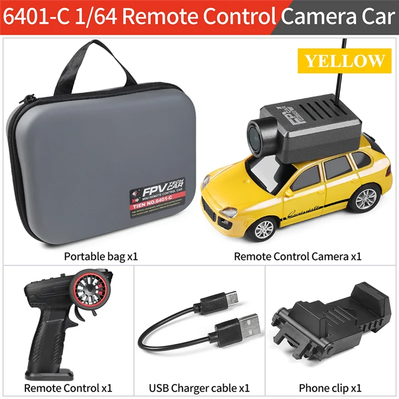 HJ-FPV RC 자동차 1:64 스케일 720P 카메라 와이파이 앱 제어 2.4G 리모컨 FPV VTX 미니 레이싱카 6401 키트