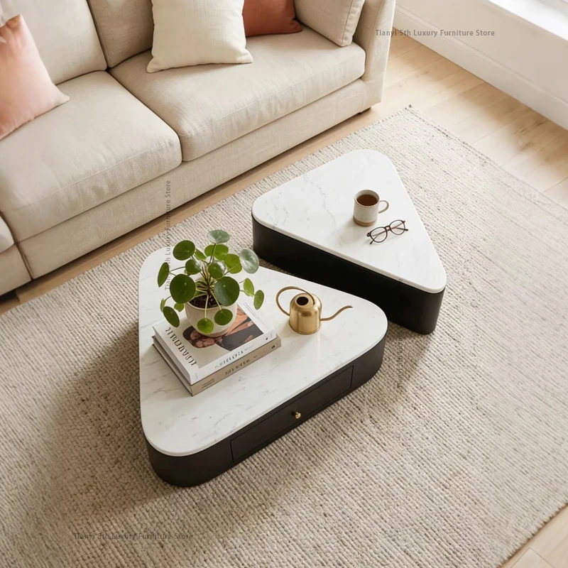 

Nordic minimalist coffee table living room center designer high-end art slab triangular tea table combination home furniture FYC