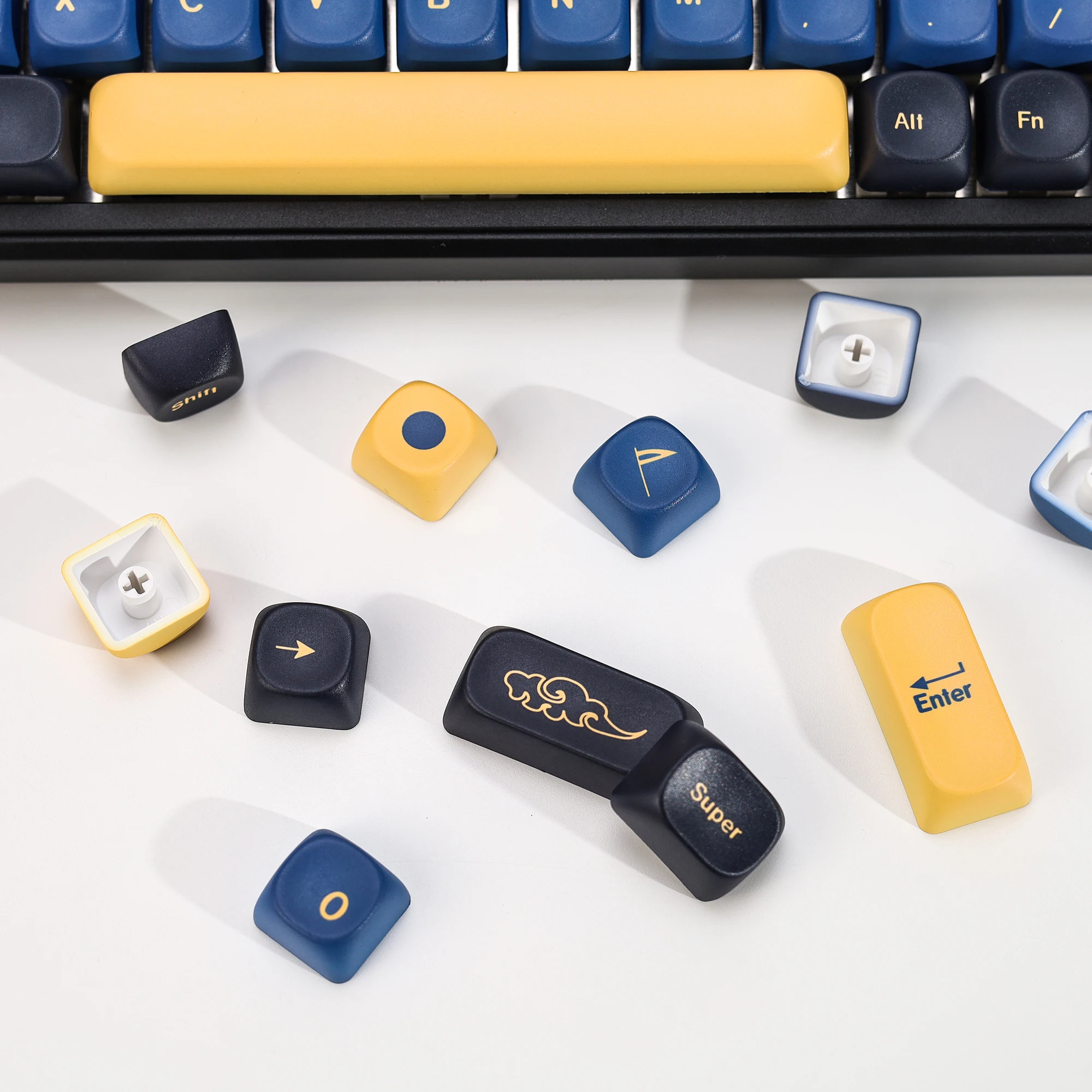 KBDiy GMK Blue Samurai Keycap Retro KOA MOA PBT Keycaps ISO Custom