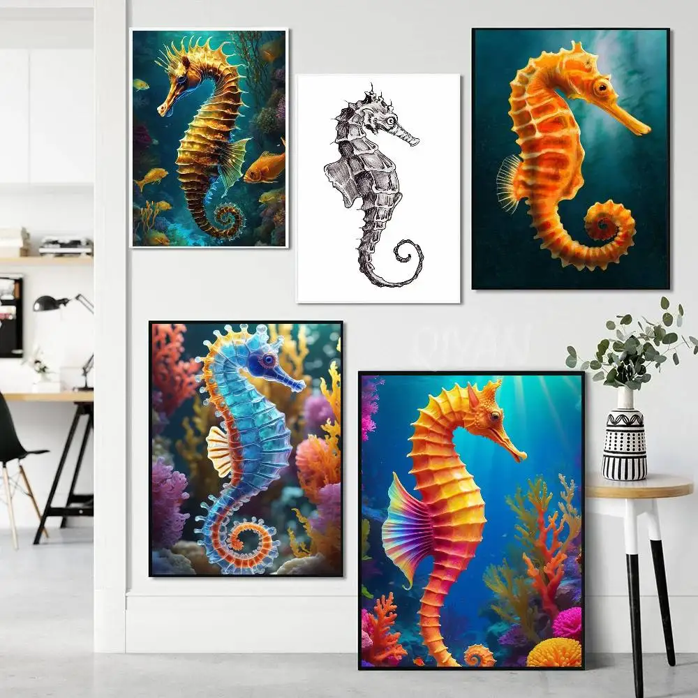 Hippocampus Art Sticky Wall Waterproof Home Living Room Bedroom Bar Aesthetic Decoration