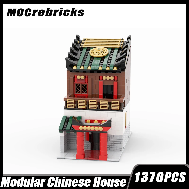 MOC-36592 ulica miasta dekoracje budujące Chinatown modułowy chiński blok budowa domu zabawka z klocków modelu montażowego