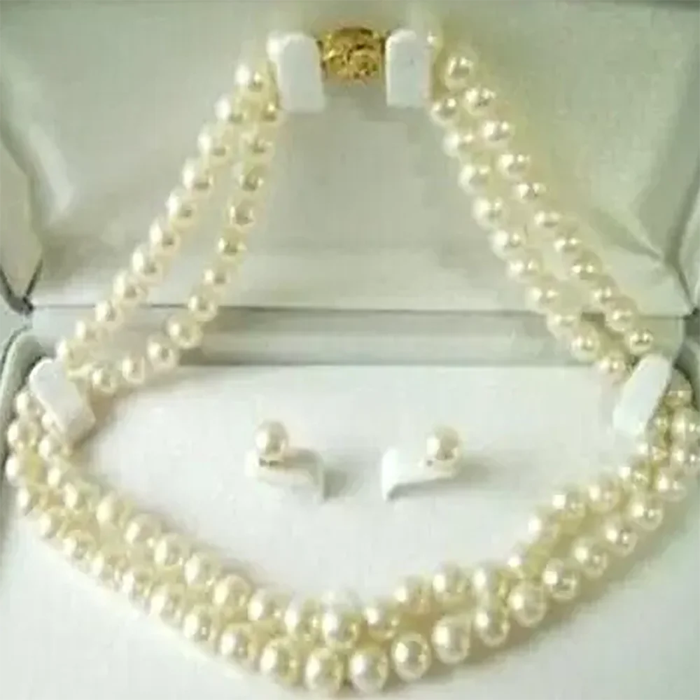 

Hot sale new Style 7-8MM Rare Freshwater Pearl Necklace Earring Set 17 "