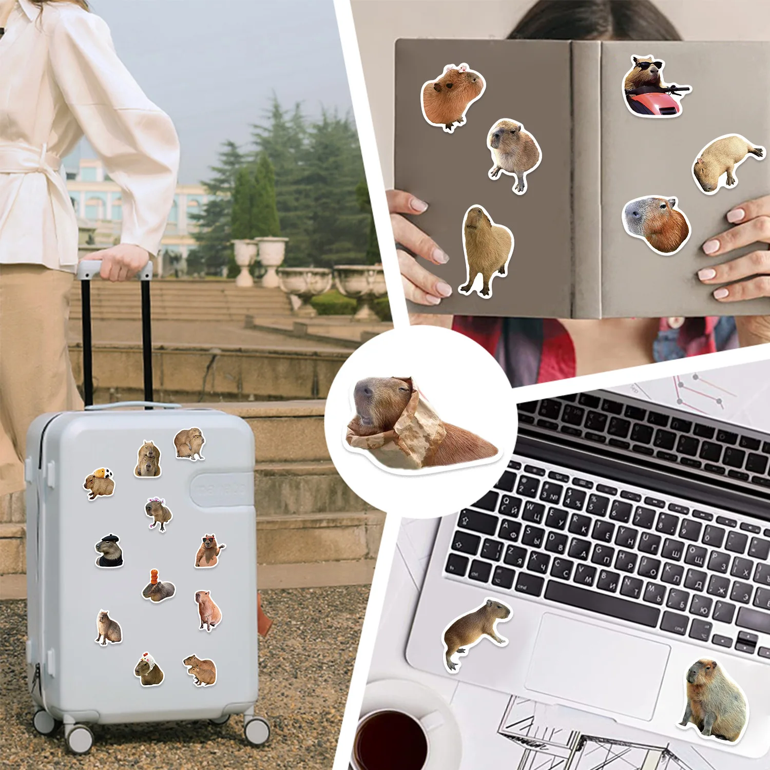 50PCS Nette Capybara Tiere Graffiti Aufkleber DIY Telefon Gitarre Laptop Notebook Koffer Wasserdicht Cartoon Aufkleber Kinder Spielzeug