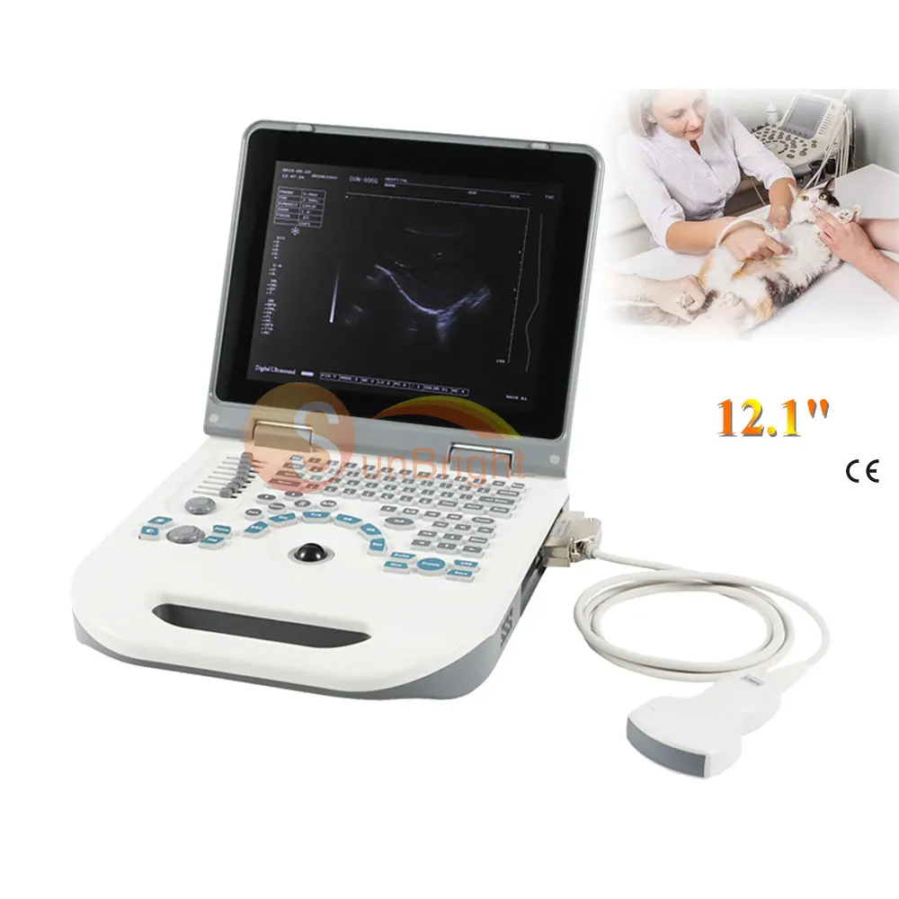 

SUN-806G New Upgrade Vet Use Diagnostic Echo Notebook Digital B Full Keyboard Ultrasound Scanner Machine