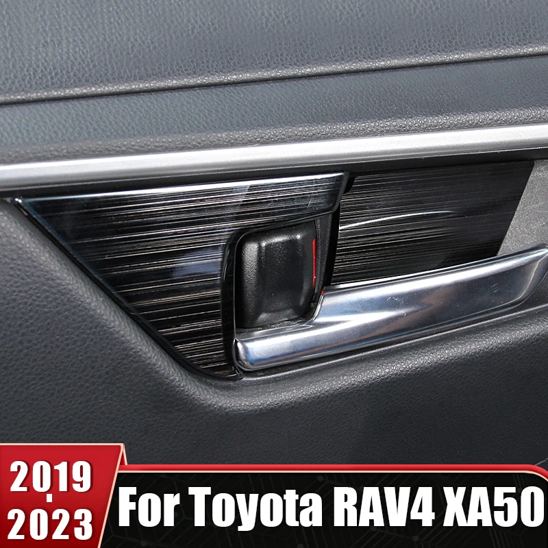 

Stainless Inner Door Handle Bowl Cover Trim Stickers For Toyota RAV4 XA50 2019 2020 2021 2022 2023 RAV 4 Hybrid Car Accessories