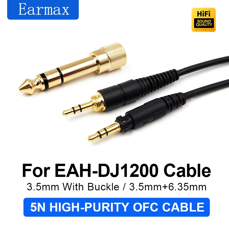 For Technics EAH-DJ1200 Headphone Cable Gold-Plated Headphone Adapter Replaceable Headphone Cable