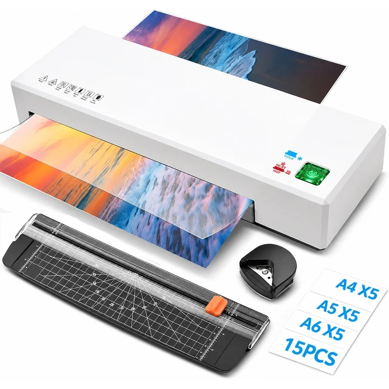Portable A4 Laminator Machine Hot Cold Thermal Lamination 9 Inch Desktop Laminator for Home Office School Use
