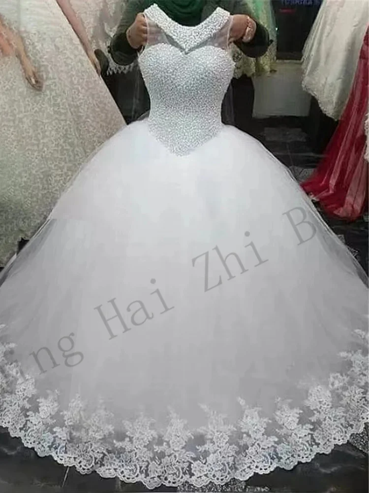 S2608 Ivory V-Neck Floor-Length Tulle Luxury Women Wedding Dresses Fashion Beads Bridal Gowns Free Shipping