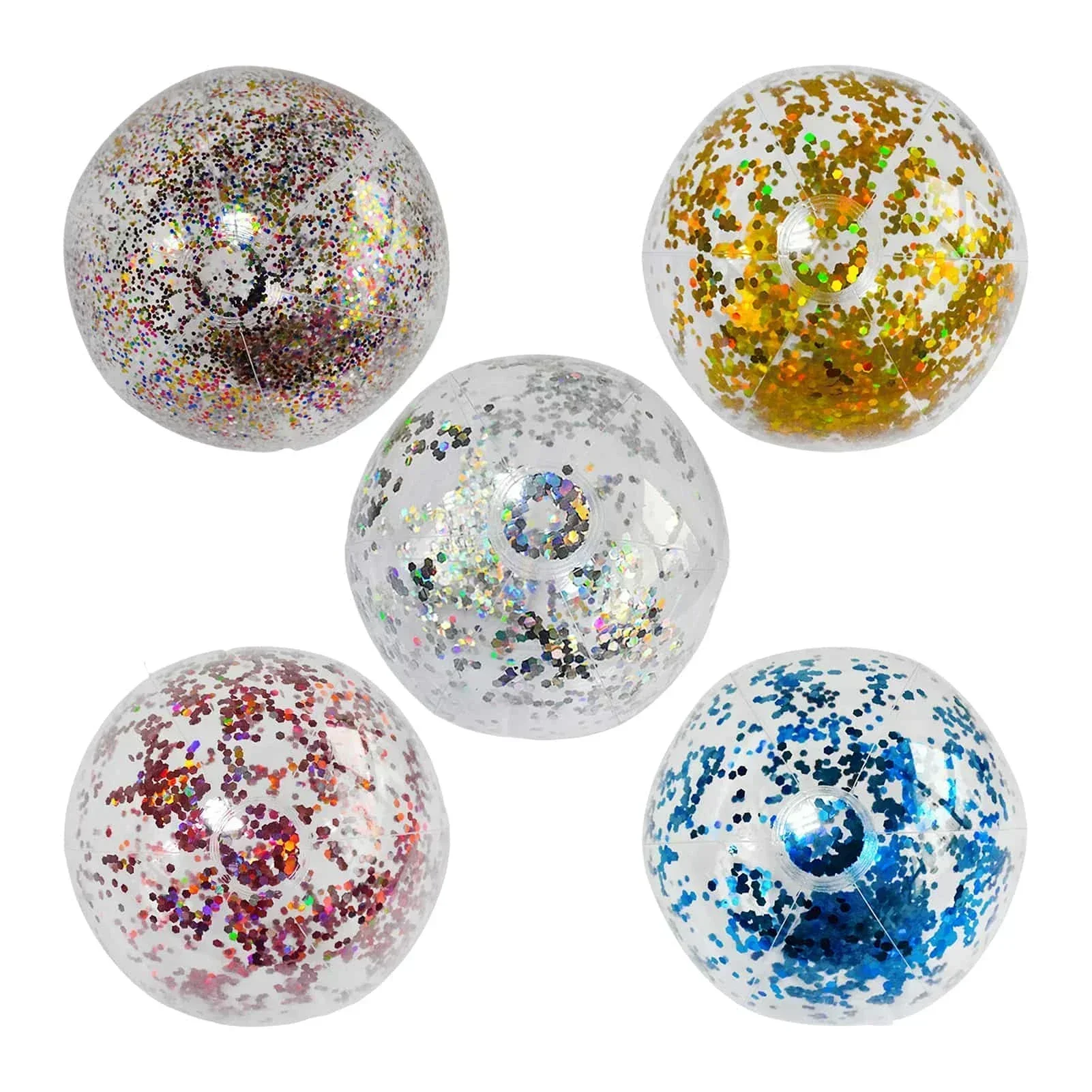 16inch Inflatable Glitter Beach Ball Summer Water Play Sequin Balls Outdoor Swimming Pools Party Toys Kids Adults Water Sports