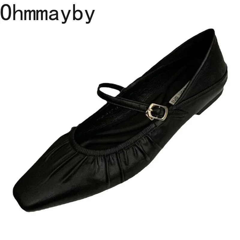 2024 Luxury Designer Women Ballet Flat Shoes Fashion Shallow Buckle Ladies Comfort Soft Sole Flat Heel Ballerina Shoes