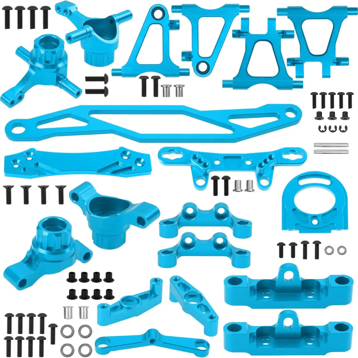 

Modification Accessory Set for 1/10 Tamiya TT02 RC Car-Metal Steering Knuckles Kit/A-Arms/Suspension Arm/Motor Mount/Shock Tower