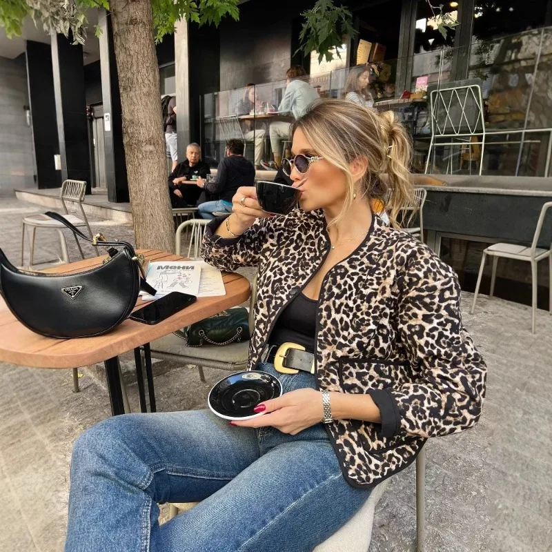 European and American style women's clothing 2025 fashion autumn and winter new item loose animal pattern printed cotton jacket