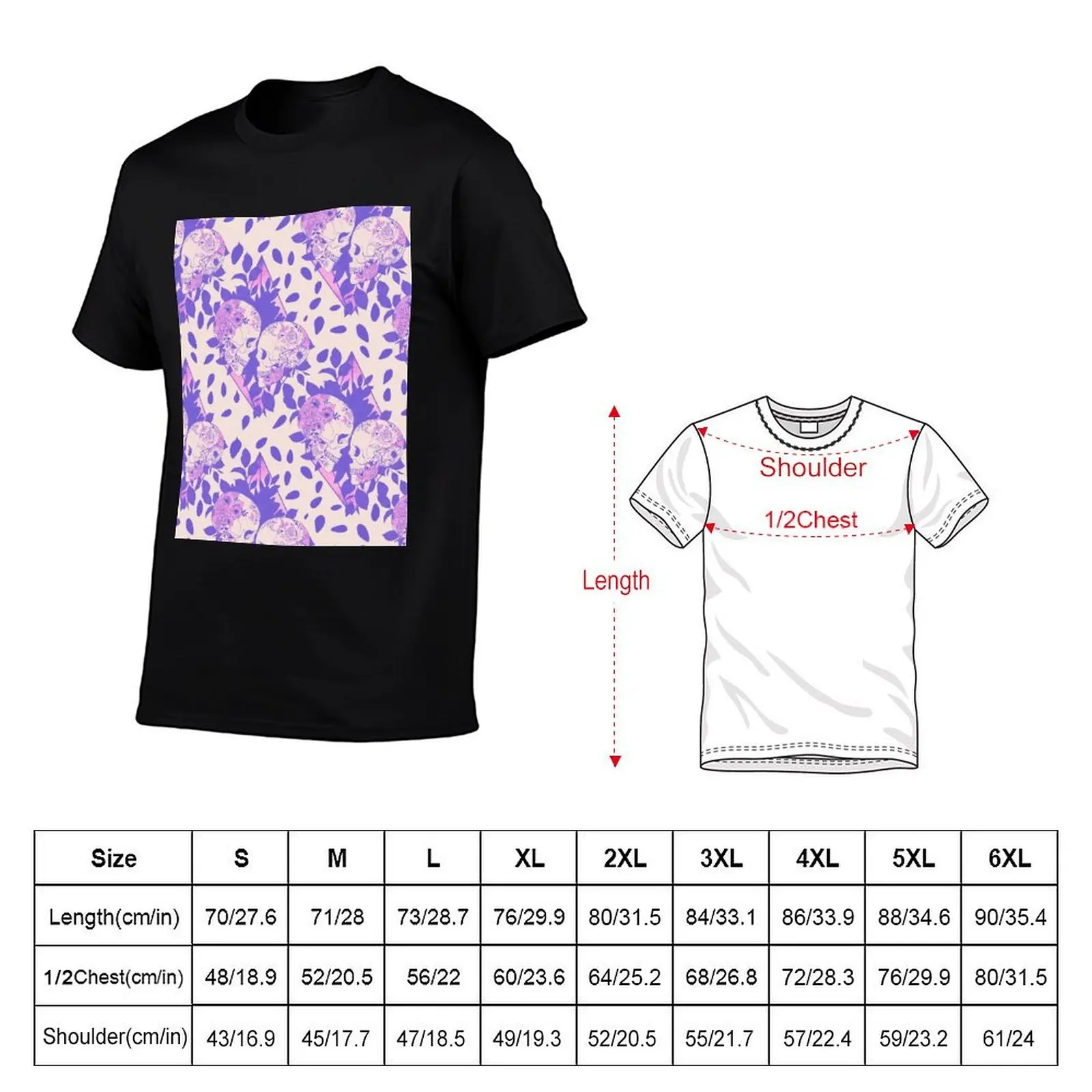 Lovers Skull pattern T-Shirt Functional Casual Short Sleeve Tee