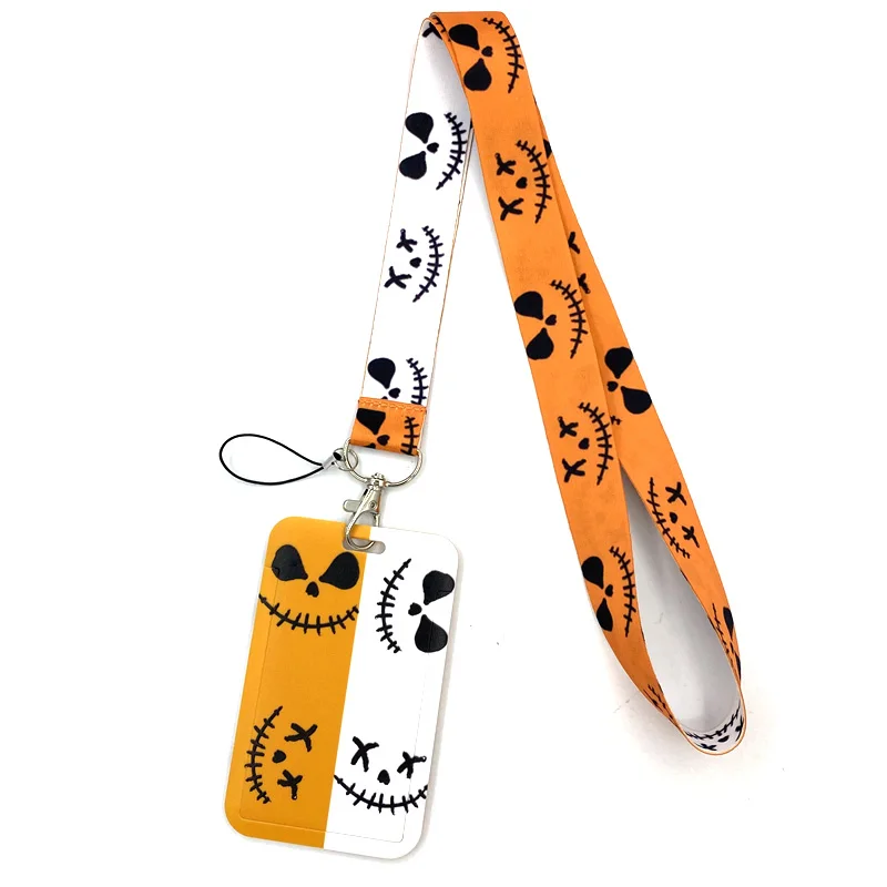 Halloween Horror Funny Art Cartoon Anime Fashion Lanyards Bus ID Name Work Card Holder Accessories Decorations Kids Gifts