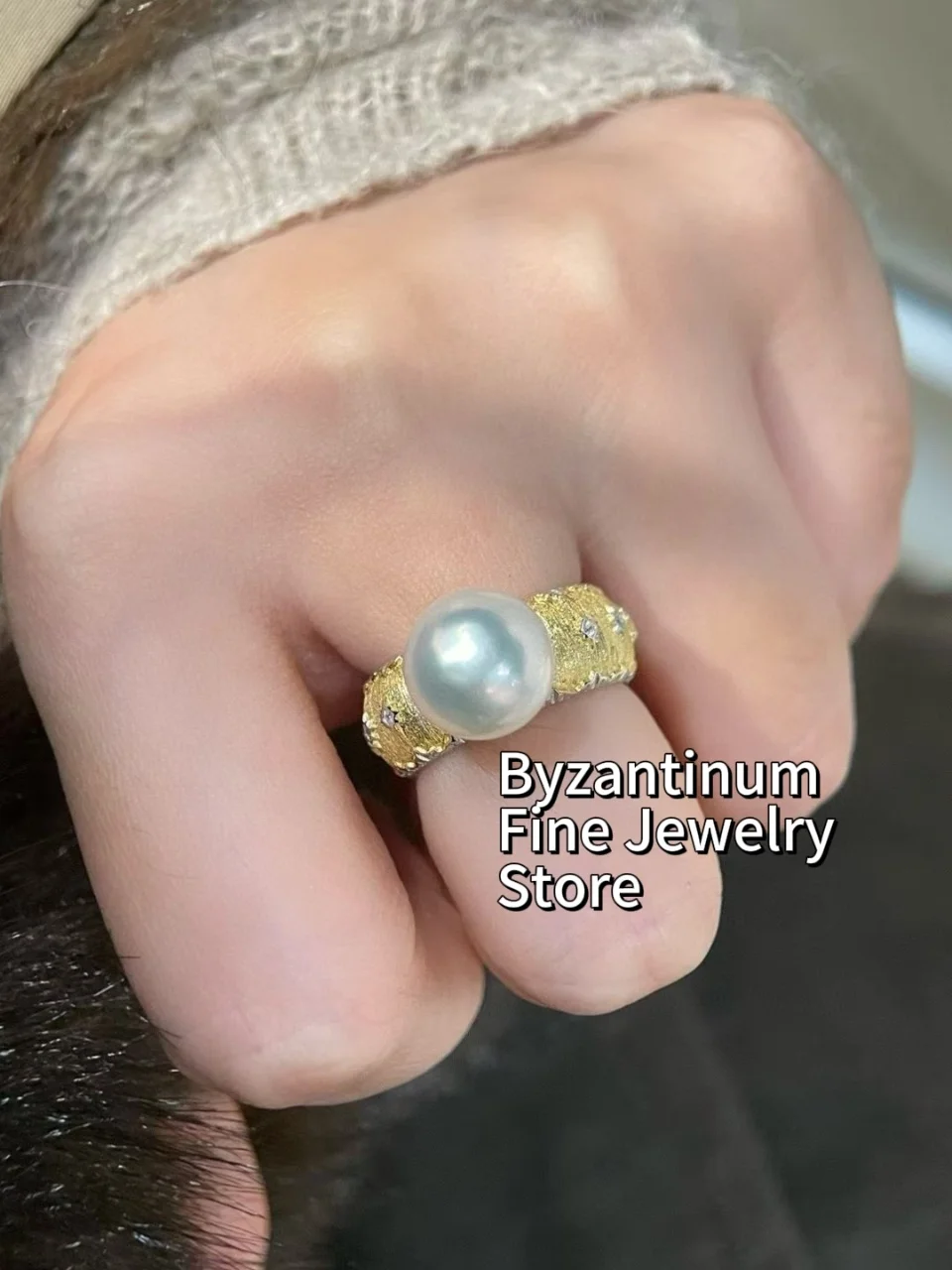 Certificated 925 Silver Bucci Chunky Open Rings 10-11m Natural White Pearl Aurora Luster Vintage Segirnato Fine Jewelry Retail