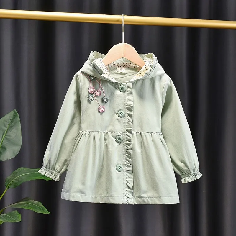 2024 nuova primavera autunno estate ragazze bambini cotone giacca a vento con cappuccio confortevole carino vestiti per bambini abbigliamento per bambini