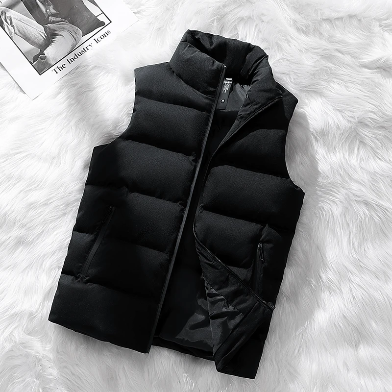 Winter Vest Jacket Men's Fashionable All-match Thickened Warm Sleeveless Down Cotton Padded Coat Korean Casual Windproof Vest