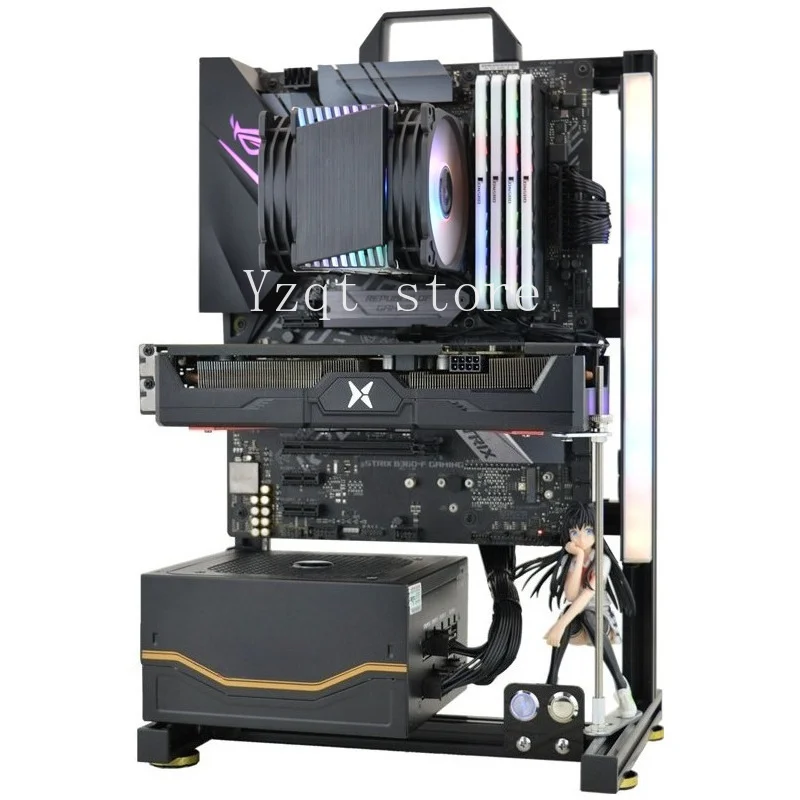 Open Computer Case DIY Aluminum Frame Creative Wind/Water Cooling Cool Rack Gaming Wall Hanging Desktop Chassis LP