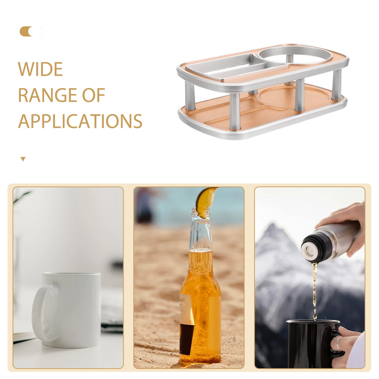 

Car Cup Holder Gold Auto Water Bottle Stand Multifunctional Phone and Cup Holder Drinks Organizer Car Accessories