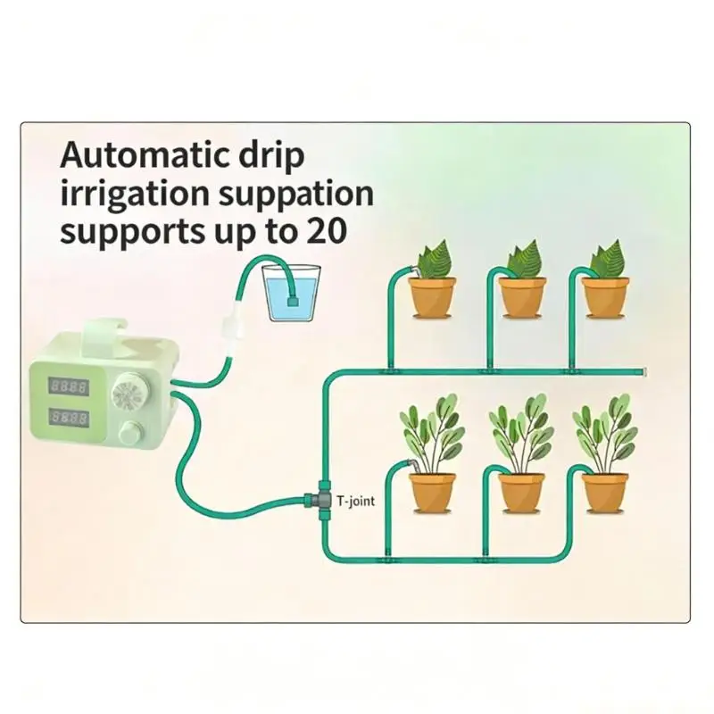 QX2E Automated Plant Watering Solution 15 Emitters Variable length Up To 300 Seconds LCD Screen