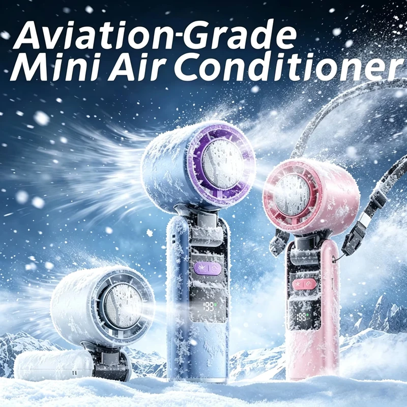 

New Portable Handheld Turbo Fan 5 High Speeds Adjustable USB Rechargeable Mini Cooling Fan with LED Digital Display Low Noise