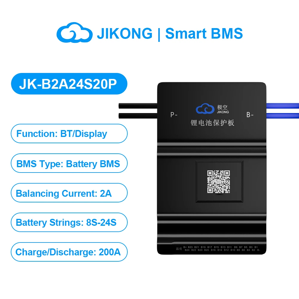 JKBMS 100A 200A B2A24S15P V19 Smart BMS 12V 24V 48V Actieve Balancer voor LiFePo4 Li-ion Lto Batterij BD6A24S10PD JIKONG Bluetooth BT HC RS485 BD6A20S10P JKBMS JIKONG B2A20S20P