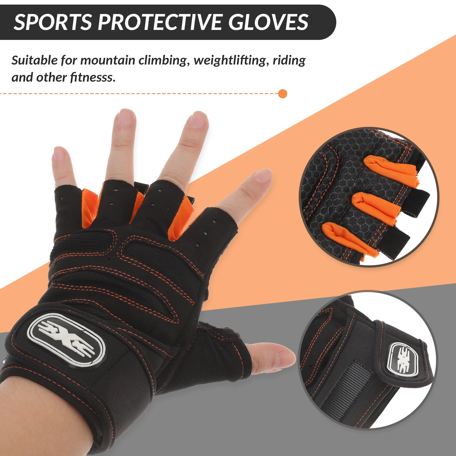 

1 Pair Half-Finger Gloves Fitness Riding Weight Lifting Anti-Slip Breathable Sport Gloves For Climbing Workout Gym Training