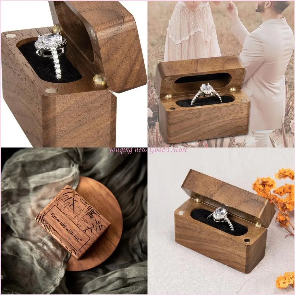 

57QA Rectangle Jewelry Case Natural Texture Wedding Ring Holder Display Tray