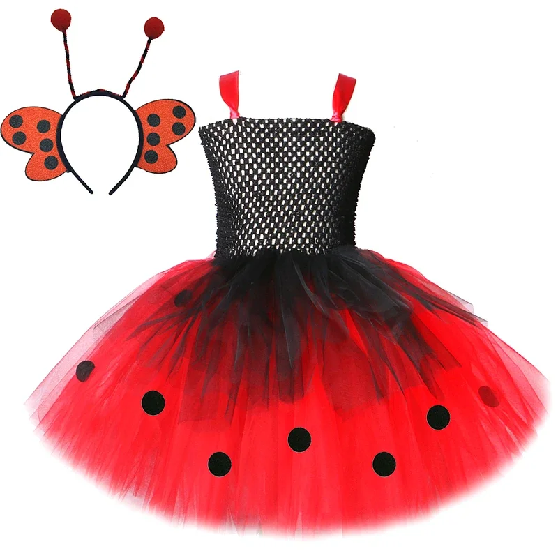 HN8 سيدة بيتل توتو فستان للطفل الفتيات عيد ميلاد الهالوين ازياء مع أجنحة الاطفال فساتين الجنية الزي الطفل منقطة) 4Dc