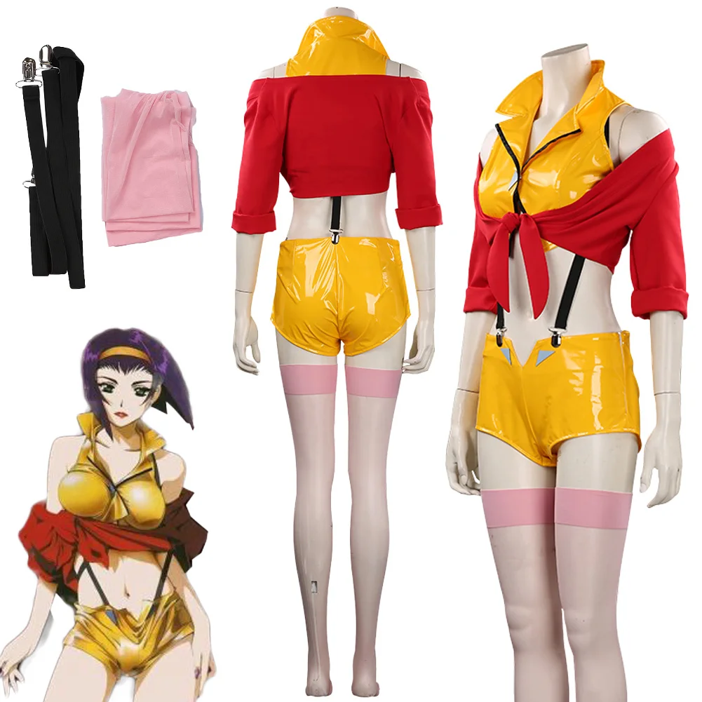 

Fantasia Cowboy Cosplay Bebop Faye Valentine Fantasy Anime Disfraz Costume Women Female Fantasy Halloween Carnival Party Clothes