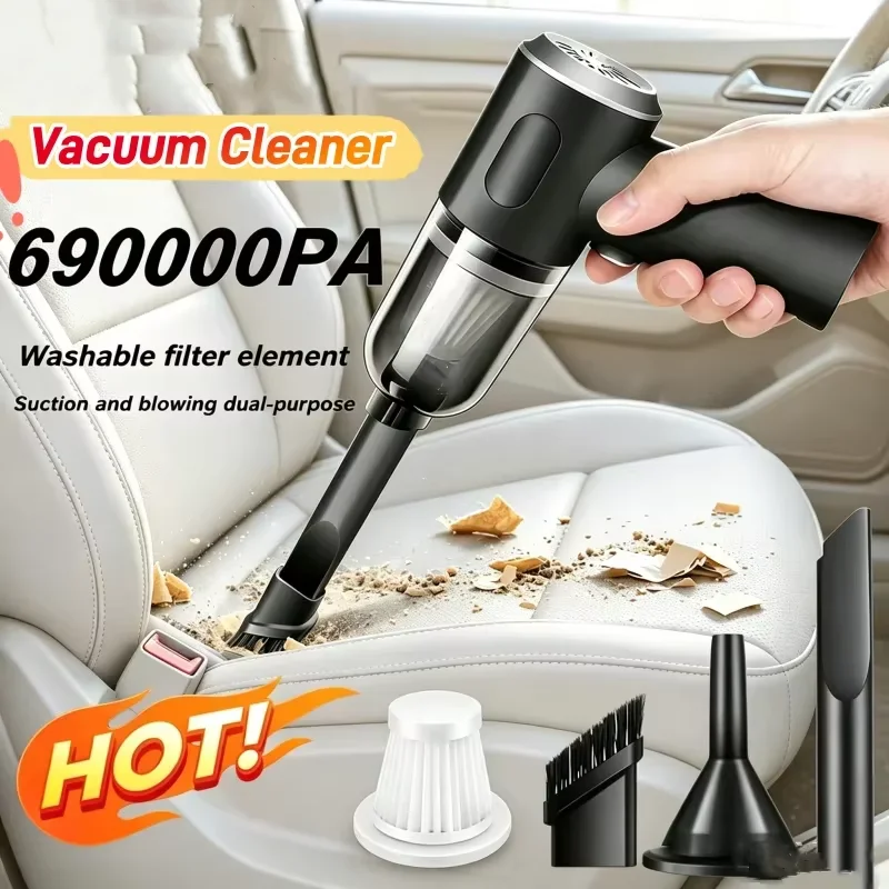 690000PA Wireless Car Vacuum 2 Hours Quick Charge Wet Dry Dual-use Cleaner Cordless Handheld High-power Vacuum Cleaner