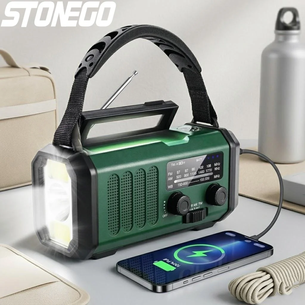 solar-crank-radio-10000mah-power-bank-weather-alert-am-fm-usb-c-charger-flashlight-sos-compass-portable-outdoor-emergency-gear