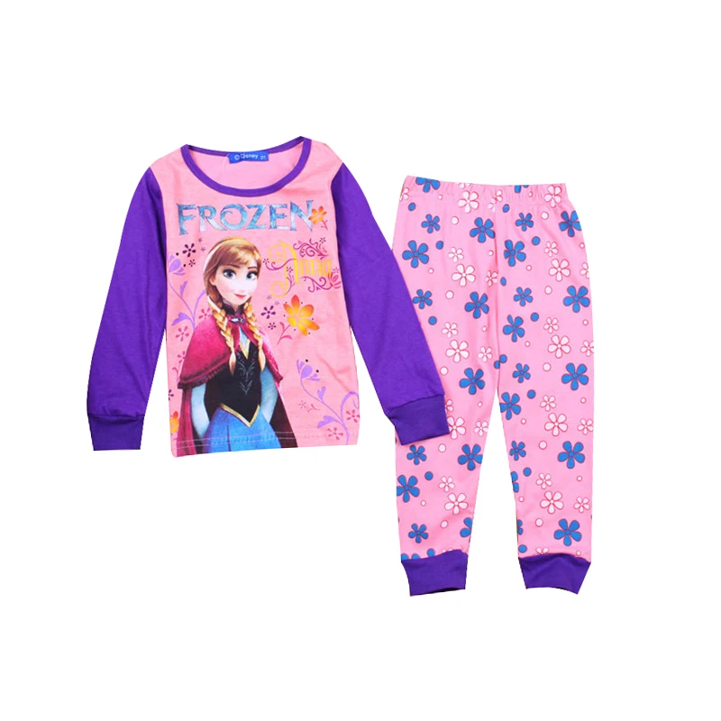 New Spring Autumn Children\'s Clothing Sets girl Sleepwear Clothes Kids Pajamas Set Baby Girls Cotton Frozen Anna Cartoon Pyjamas