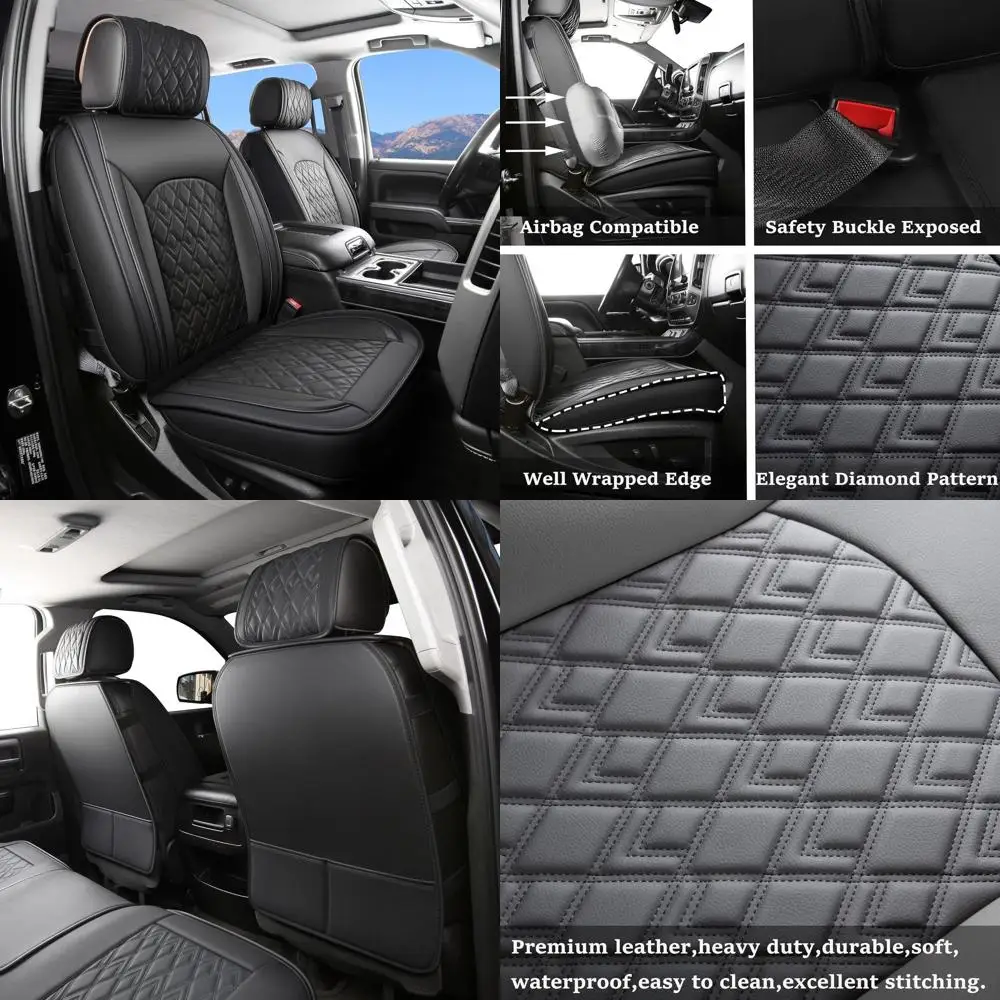 

Чехлы на сиденья Chevy Silverado, кожаные чехлы на сиденья для GMC Sierra, Custom Fit 2007-2026 1500 2500HD 3500HD Crew Double Extended Regu