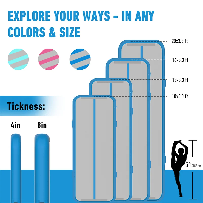 3/4/5/6 متر 10/20 سنتيمتر سميكة عدم الانزلاق بساط جمباز نفخ الهواء المسار للمنزل التدريب تراجع اليوغا أجهزة لياقة خارجية #4