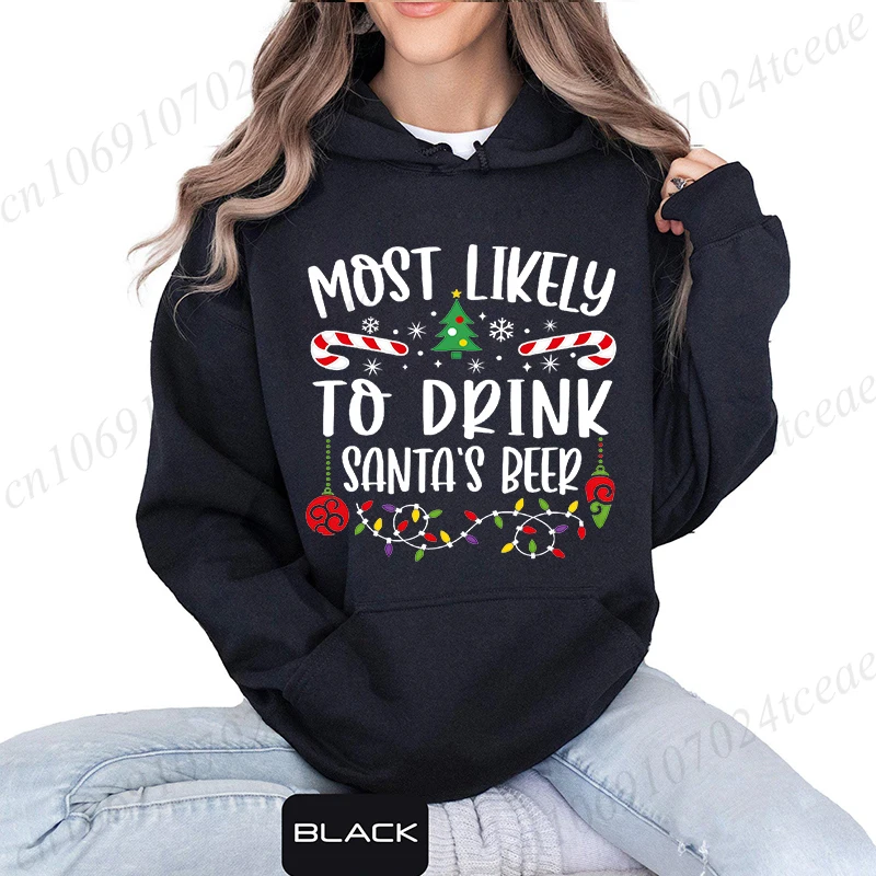 여성용 후드티는 크리스마스 프린트 패션 스웨트셔츠가 가장 확률이 높습니다. 캐주얼한 가족 매칭 스트리트웨어 친구 매칭 후드티