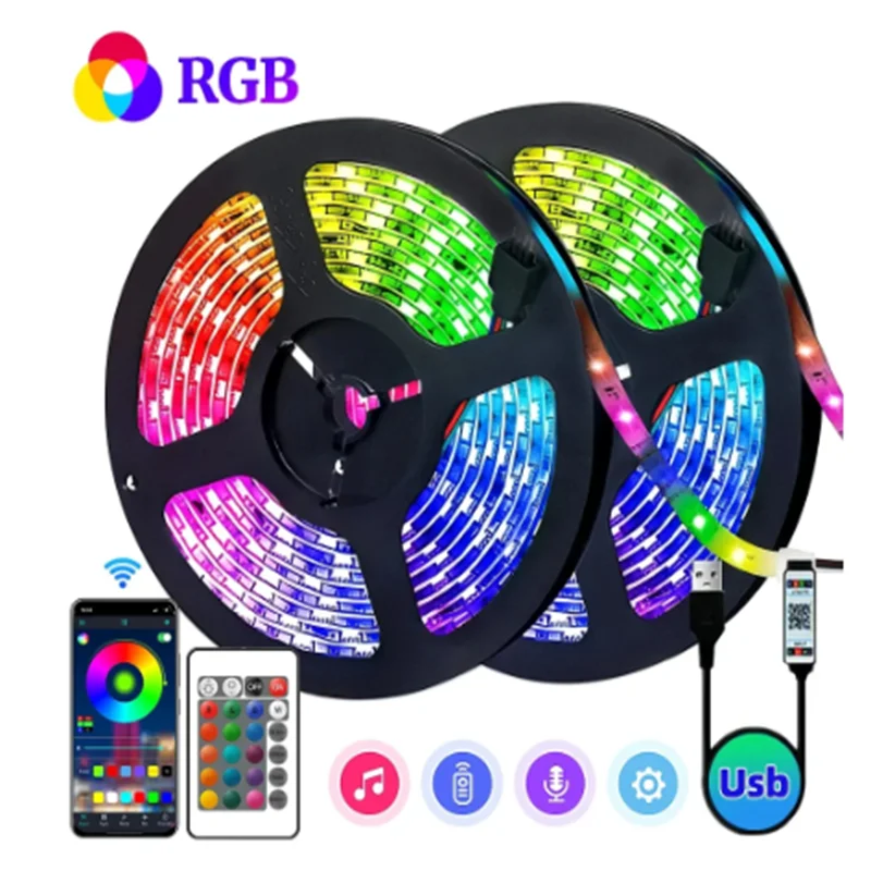 2024 new 5V Led Strip Light RGB PC SMD 2835 Led/m 5M Ledstrip Waterproof 5V Volt RGB LED Strip Tape Lamp Light