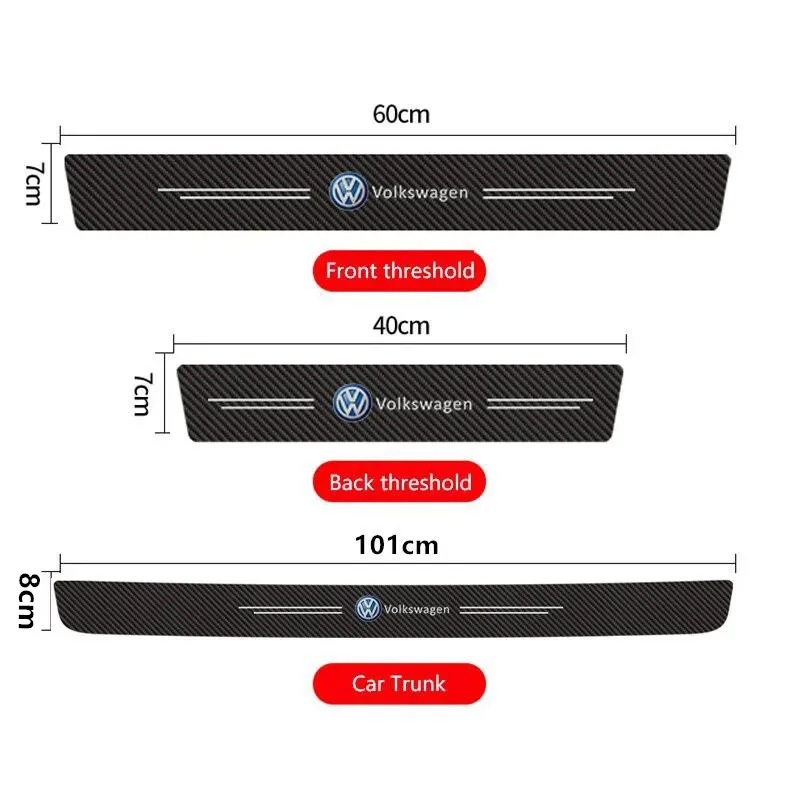 Car Door Sill Plate Sticker Anti-scratch Strip Trunk Protection Decals for VW Polo Golf Passat Touran Bora Beetle Jetta Tiguan